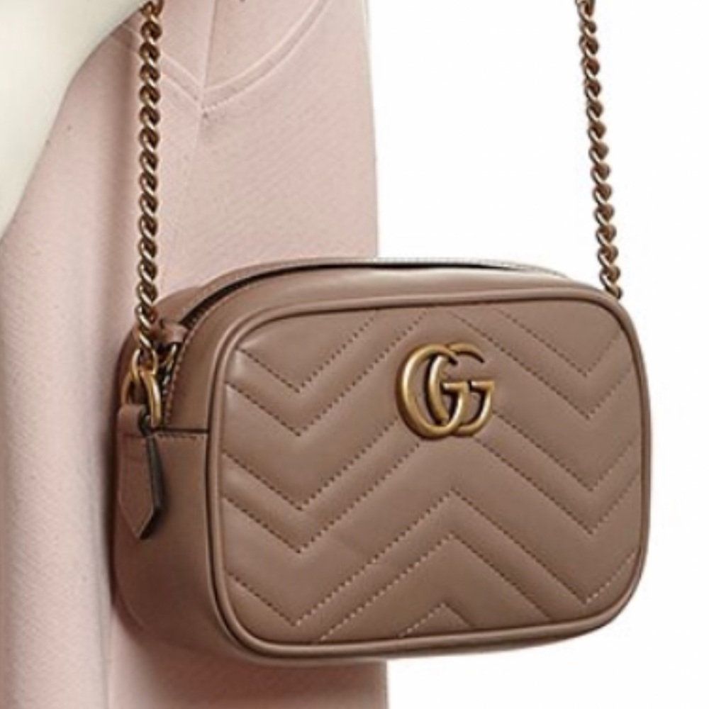 Gucci GG Marmont Mini Matelasse leather crossbody in rose
